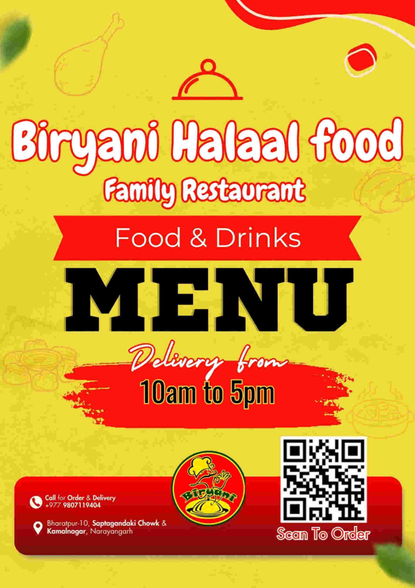 Menu design sample for restaurant